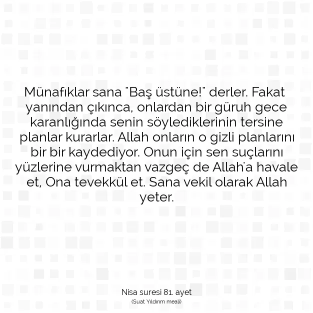 Ayetbul | Kuran Mealleri | Quran | Nisa suresi 81. ayet