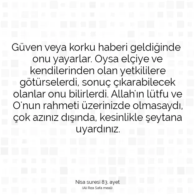 Ayetbul | Kuran Mealleri | Quran | Nisa suresi 83. ayet