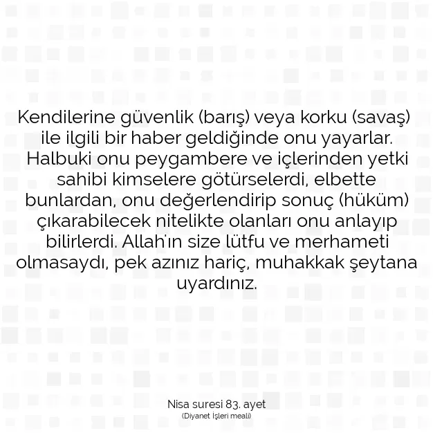 Ayetbul | Kuran Mealleri | Quran | Nisa suresi 83. ayet