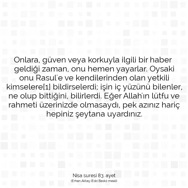 Ayetbul | Kuran Mealleri | Quran | Nisa suresi 83. ayet