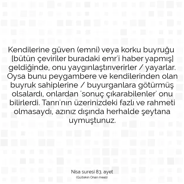 Ayetbul | Kuran Mealleri | Quran | Nisa suresi 83. ayet