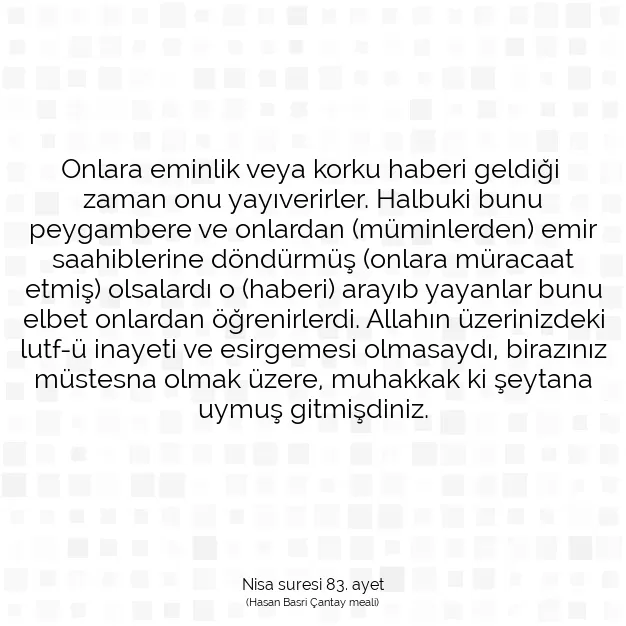 Ayetbul | Kuran Mealleri | Quran | Nisa suresi 83. ayet