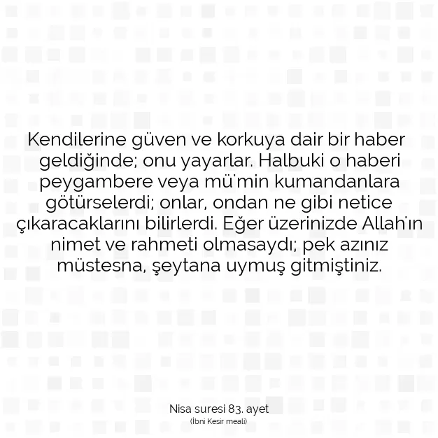 Ayetbul | Kuran Mealleri | Quran | Nisa suresi 83. ayet