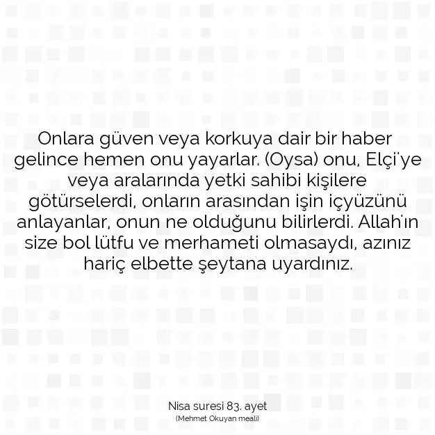 Ayetbul | Kuran Mealleri | Quran | Nisa suresi 83. ayet