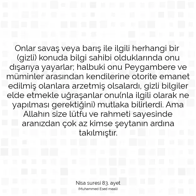 Ayetbul | Kuran Mealleri | Quran | Nisa suresi 83. ayet