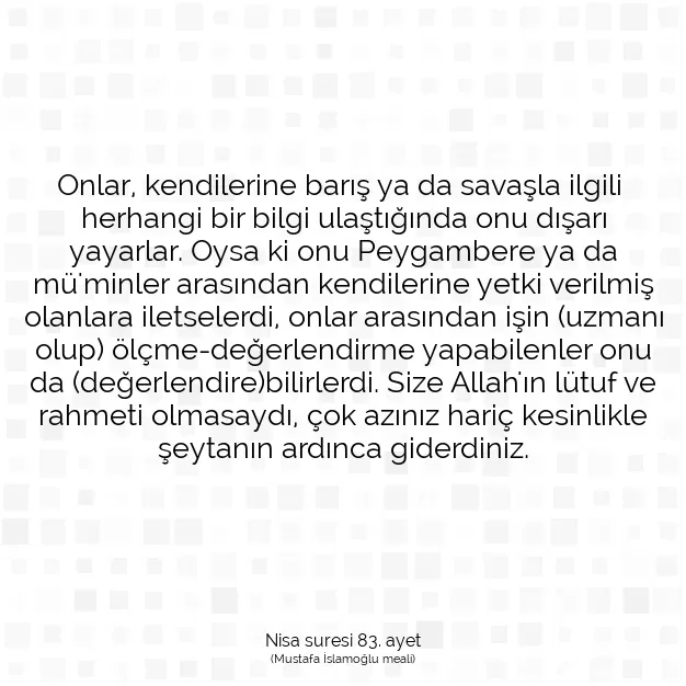 Ayetbul | Kuran Mealleri | Quran | Nisa suresi 83. ayet