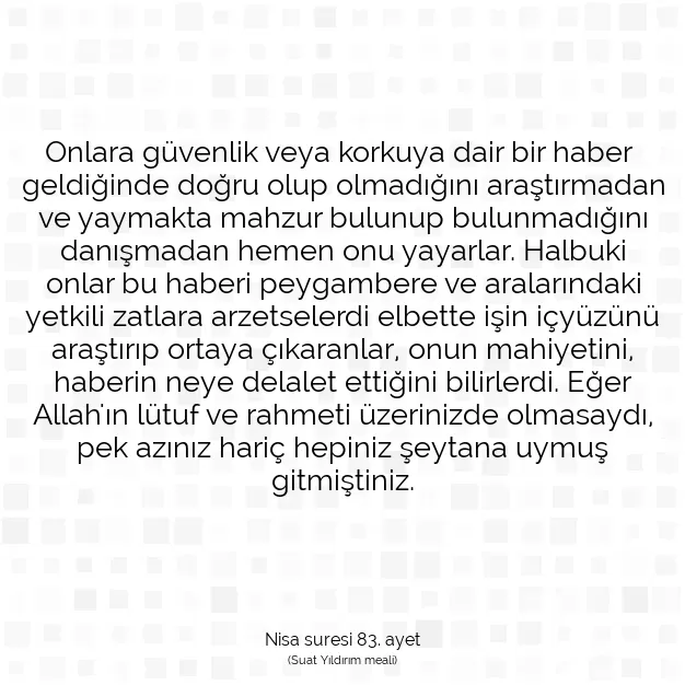 Ayetbul | Kuran Mealleri | Quran | Nisa suresi 83. ayet