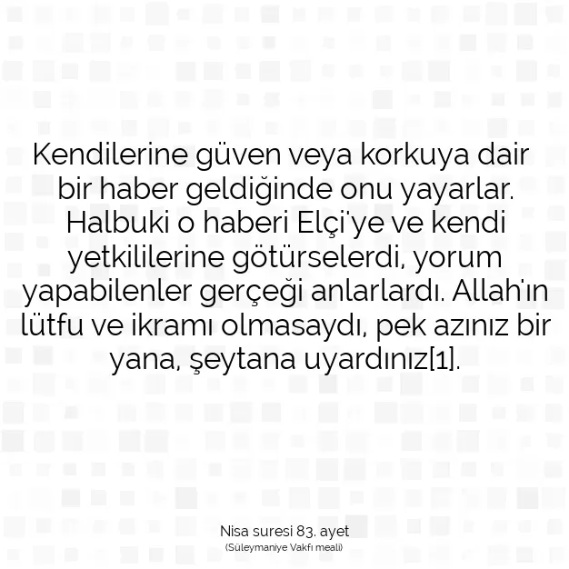 Ayetbul | Kuran Mealleri | Quran | Nisa suresi 83. ayet