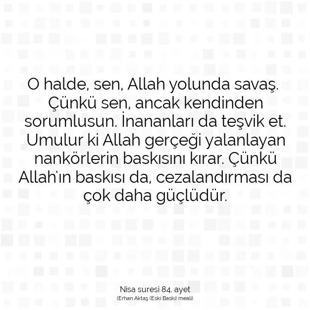 Ayetbul | Kuran Mealleri | Quran | Nisa suresi 84. ayet