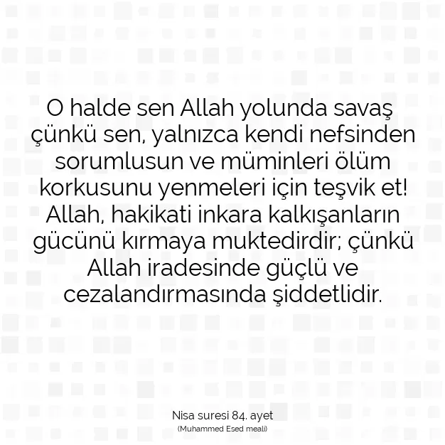 Ayetbul | Kuran Mealleri | Quran | Nisa suresi 84. ayet