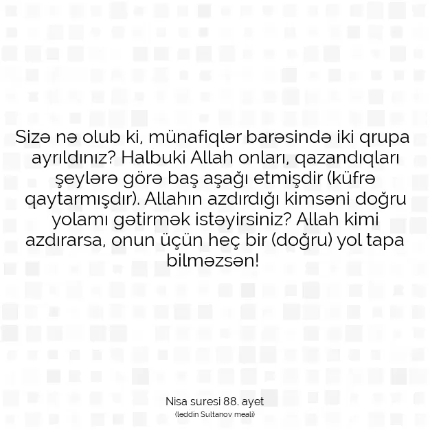 Ayetbul | Kuran Mealleri | Quran | Nisa suresi 88. ayet