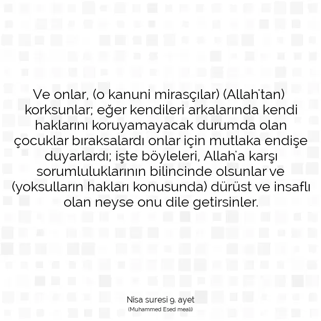 Ayetbul | Kuran Mealleri | Quran | Nisa suresi 9. ayet