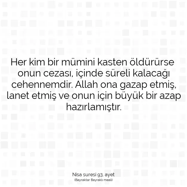 Ayetbul | Kuran Mealleri | Quran | Nisa suresi 93. ayet