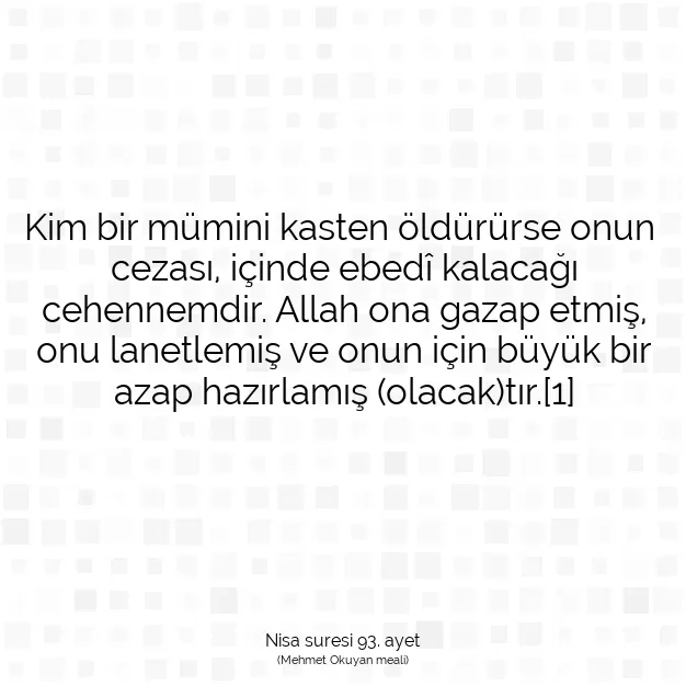 Ayetbul | Kuran Mealleri | Quran | Nisa suresi 93. ayet