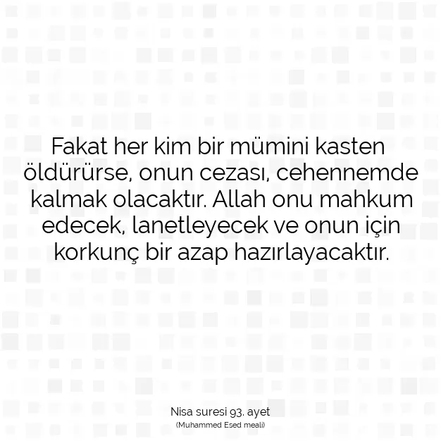 Ayetbul | Kuran Mealleri | Quran | Nisa suresi 93. ayet