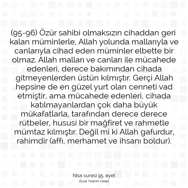 Ayetbul | Kuran Mealleri | Quran | Nisa suresi 95. ayet