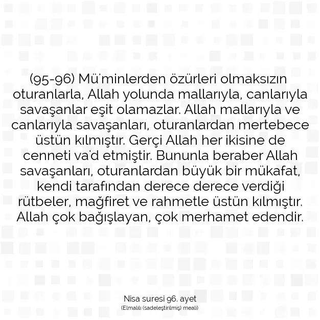 Ayetbul | Kuran Mealleri | Quran | Nisa suresi 96. ayet