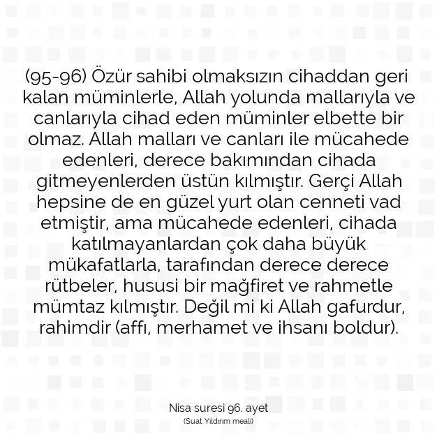 Ayetbul | Kuran Mealleri | Quran | Nisa suresi 96. ayet