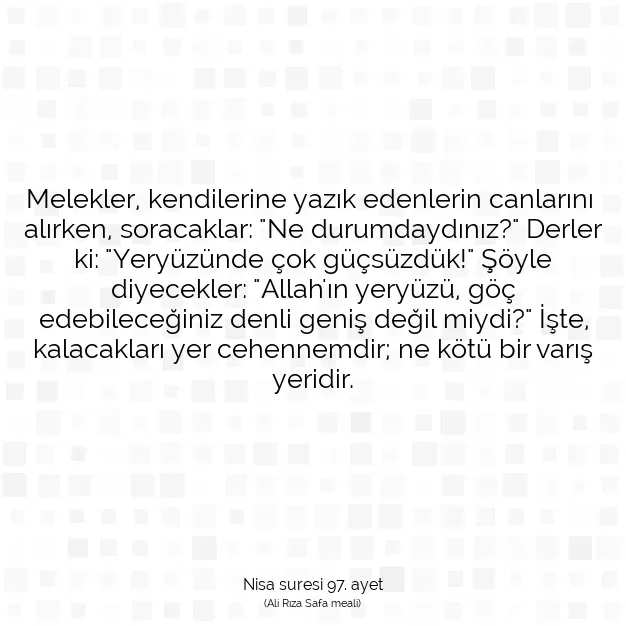 Ayetbul | Kuran Mealleri | Quran | Nisa suresi 97. ayet