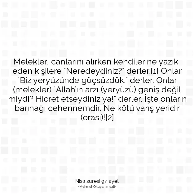 Ayetbul | Kuran Mealleri | Quran | Nisa suresi 97. ayet