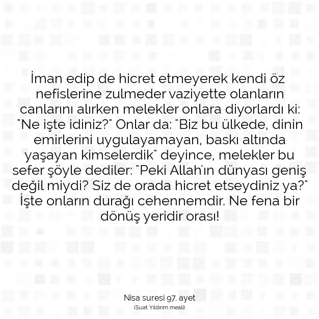 Ayetbul | Kuran Mealleri | Quran | Nisa suresi 97. ayet