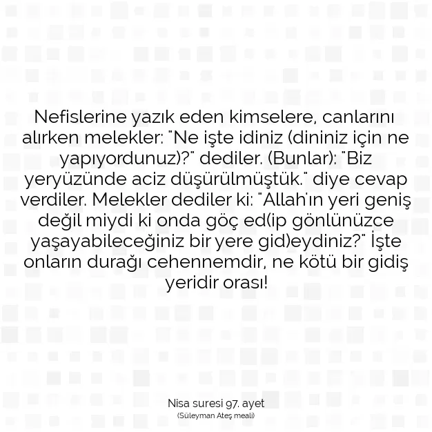 Ayetbul | Kuran Mealleri | Quran | Nisa suresi 97. ayet