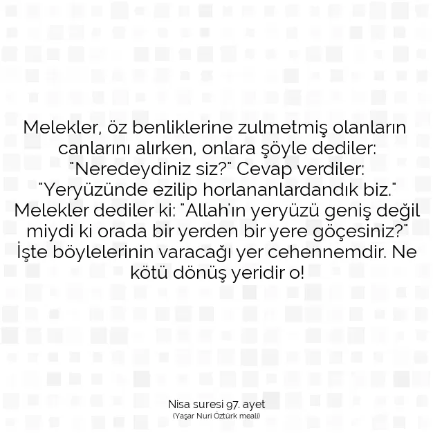 Ayetbul | Kuran Mealleri | Quran | Nisa suresi 97. ayet