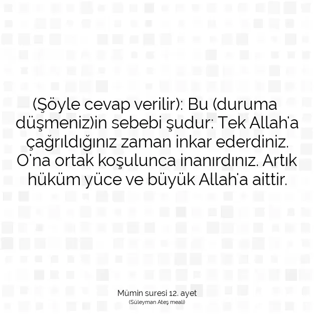 Ayetbul | Kuran Mealleri | Quran | Mümin suresi 12. ayet