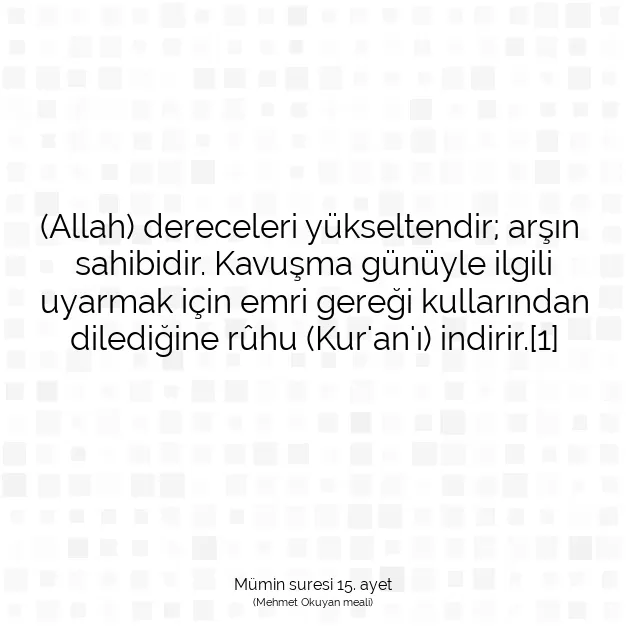 Ayetbul | Kuran Mealleri | Quran | Mümin suresi 15. ayet