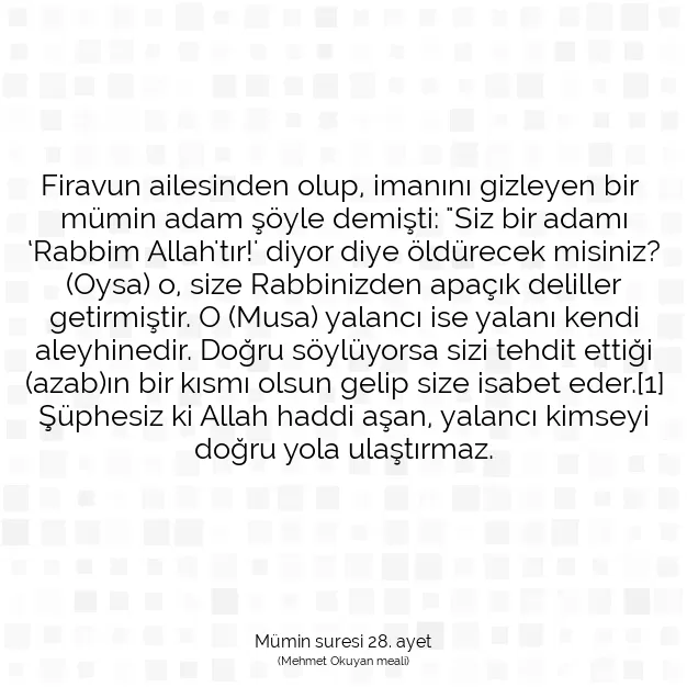 Ayetbul | Kuran Mealleri | Quran | Mümin suresi 28. ayet