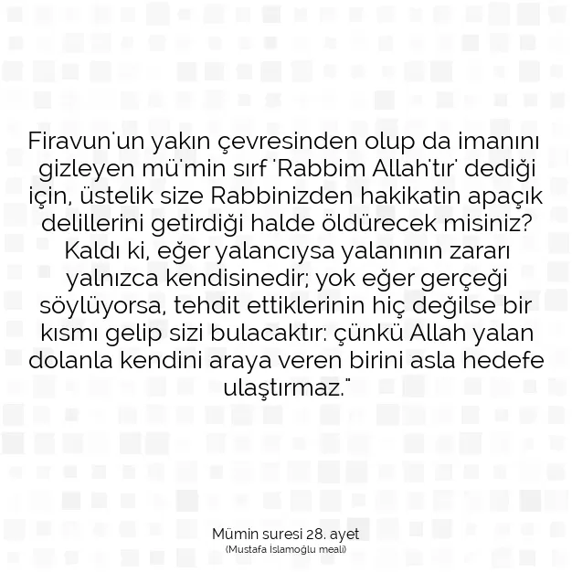 Ayetbul | Kuran Mealleri | Quran | Mümin suresi 28. ayet