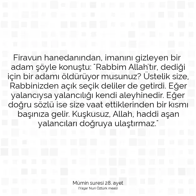 Ayetbul | Kuran Mealleri | Quran | Mümin suresi 28. ayet