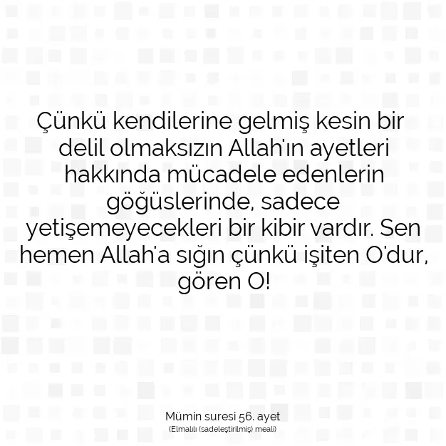 Ayetbul | Kuran Mealleri | Quran | Mümin suresi 56. ayet