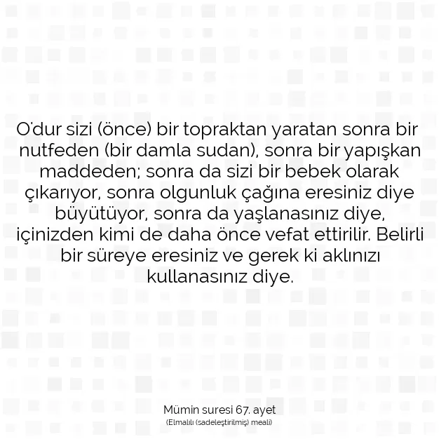 Ayetbul | Kuran Mealleri | Quran | Mümin suresi 67. ayet