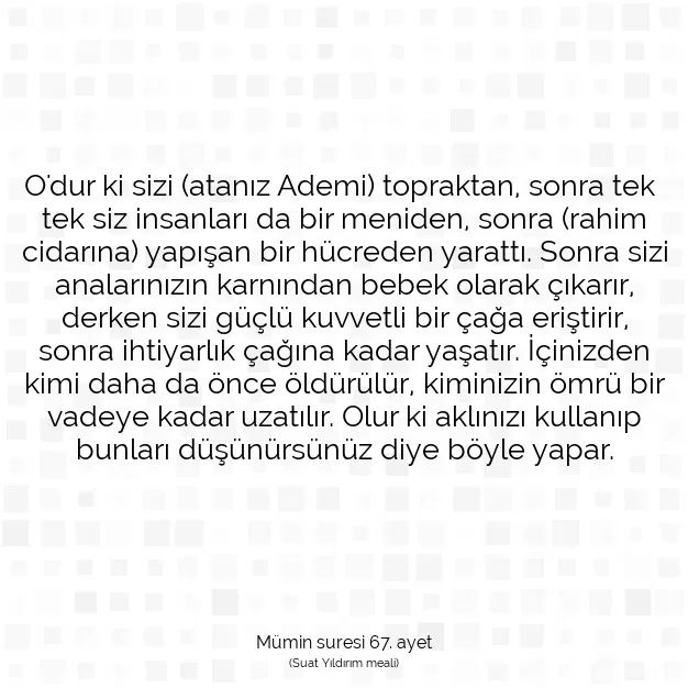 Ayetbul | Kuran Mealleri | Quran | Mümin suresi 67. ayet