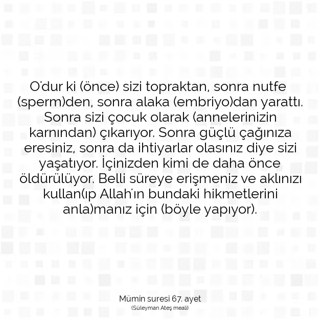 Ayetbul | Kuran Mealleri | Quran | Mümin suresi 67. ayet