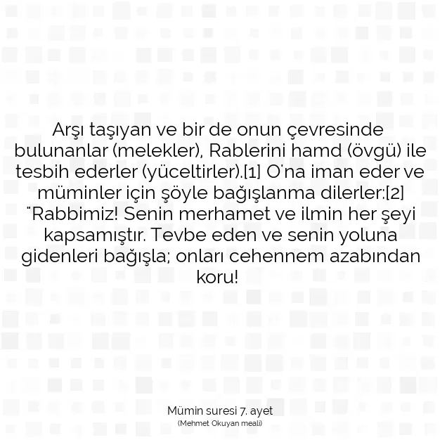 Ayetbul | Kuran Mealleri | Quran | Mümin suresi 7. ayet