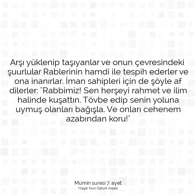 Ayetbul | Kuran Mealleri | Quran | Mümin suresi 7. ayet