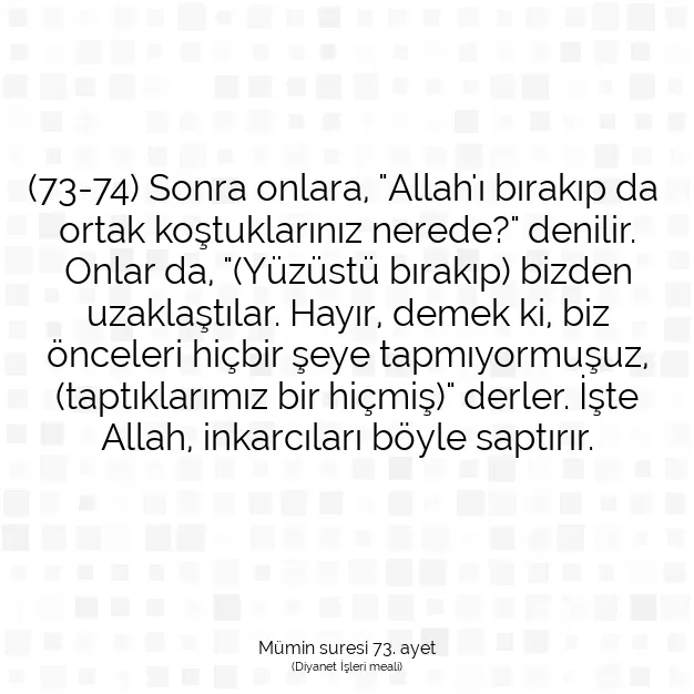 Ayetbul | Kuran Mealleri | Quran | Mümin suresi 73. ayet