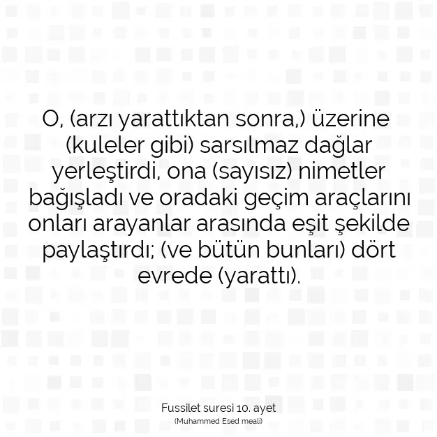 Ayetbul | Kuran Mealleri | Quran | Fussilet suresi 10. ayet