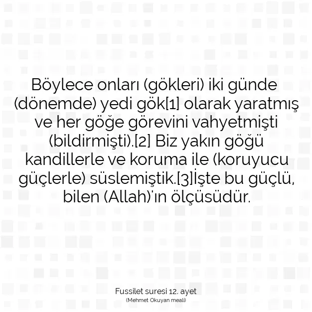 Ayetbul | Kuran Mealleri | Quran | Fussilet suresi 12. ayet