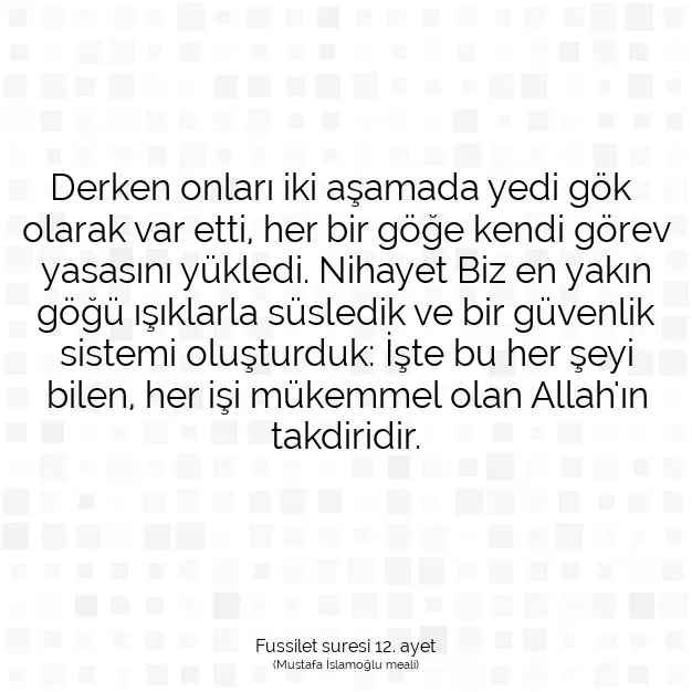 Ayetbul | Kuran Mealleri | Quran | Fussilet suresi 12. ayet