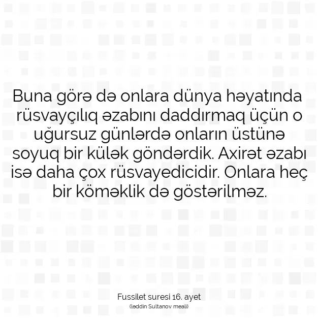 Ayetbul | Kuran Mealleri | Quran | Fussilet suresi 16. ayet