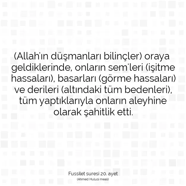 Ayetbul | Kuran Mealleri | Quran | Fussilet suresi 20. ayet