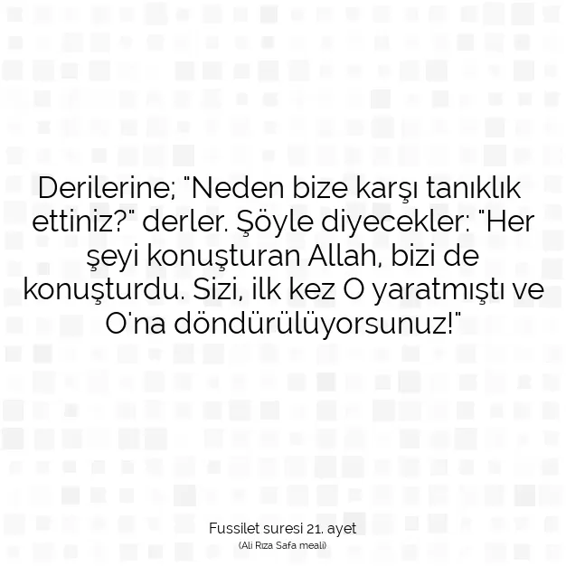 Ayetbul | Kuran Mealleri | Quran | Fussilet suresi 21. ayet