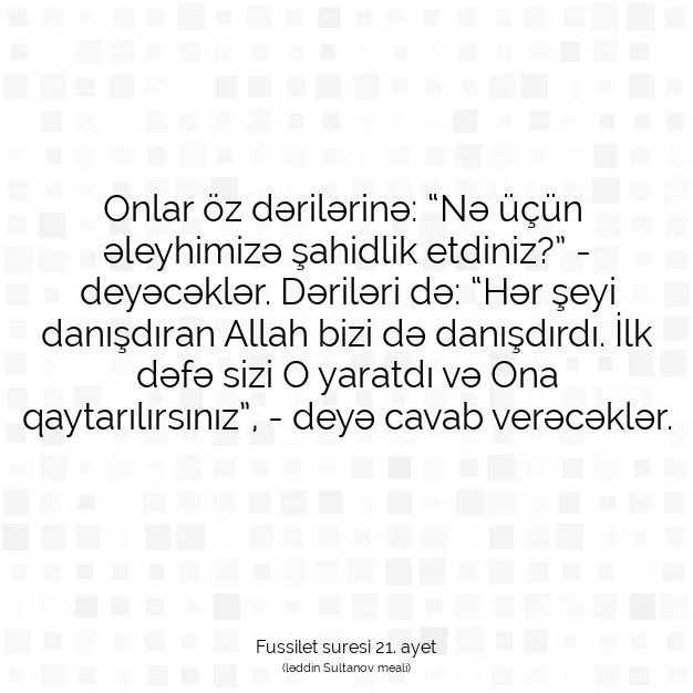 Ayetbul | Kuran Mealleri | Quran | Fussilet suresi 21. ayet