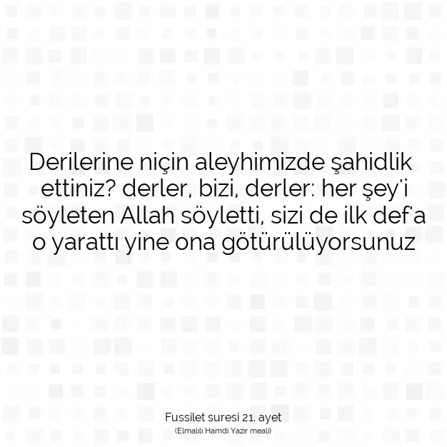 Ayetbul | Kuran Mealleri | Quran | Fussilet suresi 21. ayet