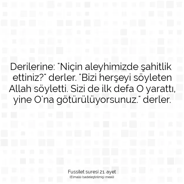 Ayetbul | Kuran Mealleri | Quran | Fussilet suresi 21. ayet