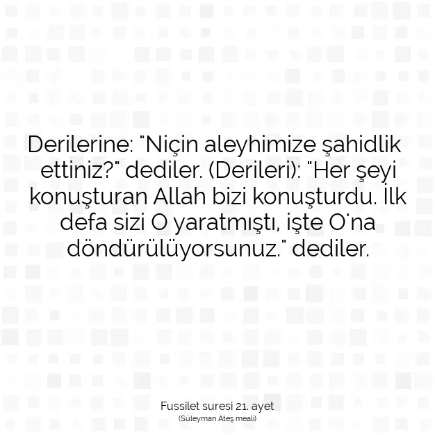 Ayetbul | Kuran Mealleri | Quran | Fussilet suresi 21. ayet