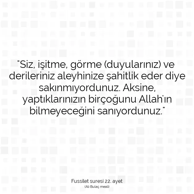 Ayetbul | Kuran Mealleri | Quran | Fussilet suresi 22. ayet